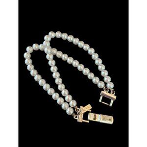 Vintage Napier Double Strand Faux Pearl Bracelet